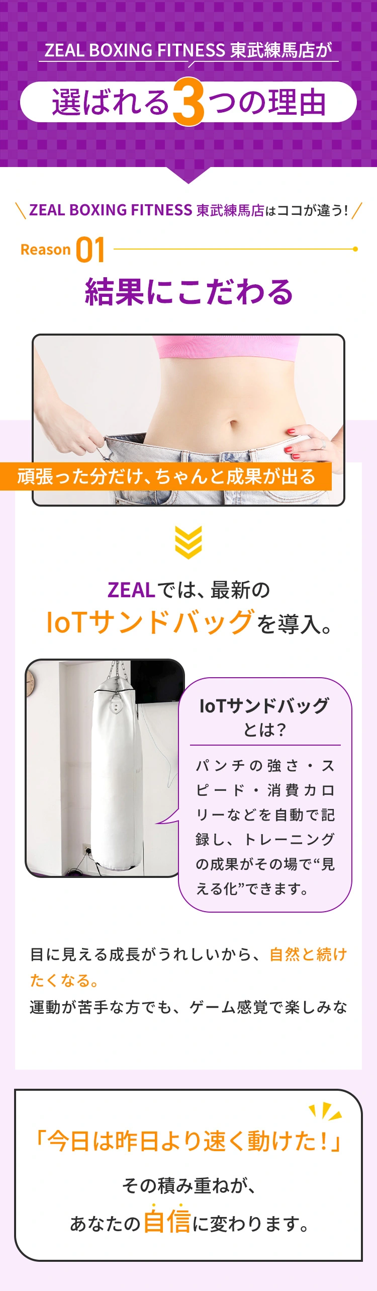 ZEAL BOXING FITNESS 東武練馬店が選ばれる3つの理由 01結果にこだわる