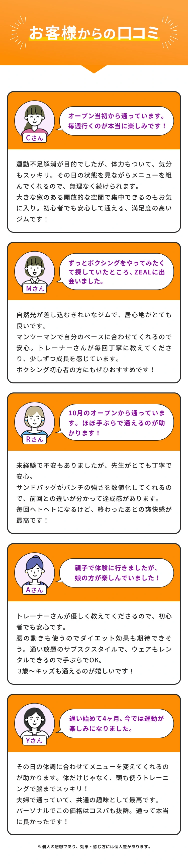 お客様からの口コミ